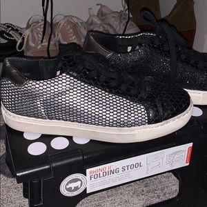 Steve Madden Silver and Black Sneakers